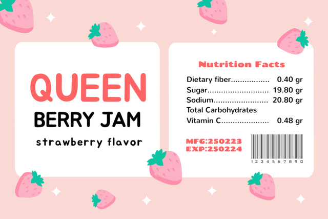 Strawberry Jam Pink Label Modelo de Design