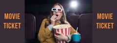 Young Woman at Cinema Show with Popcorn