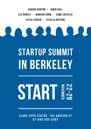 Startup Summit Announcement in Blue Poster A3 Design Template