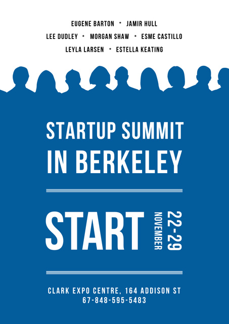 Startup Summit Announcement in Blue Poster A3 Šablona návrhu