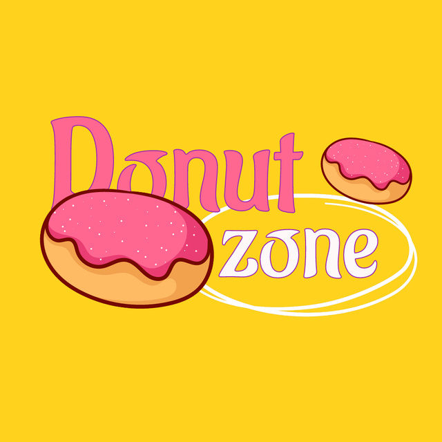 Delicious Donuts Shop Promotion In Yellow Animated Logo Tasarım Şablonu