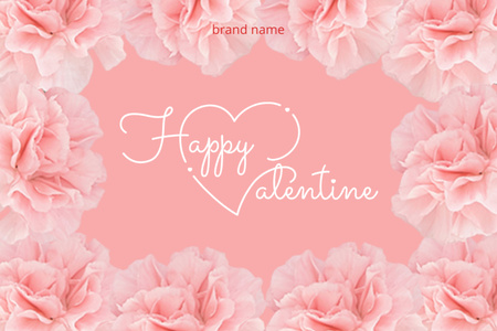Valentine's Day Greeting With Pink Flower Postcard 4x6in Design Template