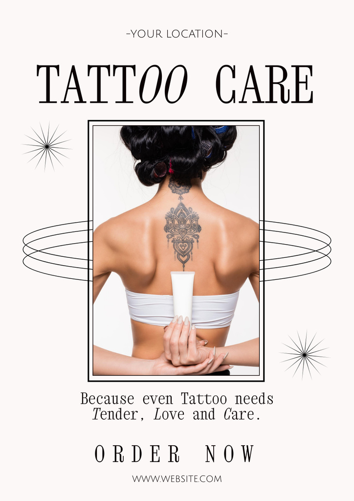 Professional Tattoo Care Offer With Slogan Poster Tasarım Şablonu