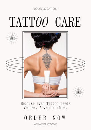Template di design Offerta professionale per la cura del tatuaggio con slogan Poster