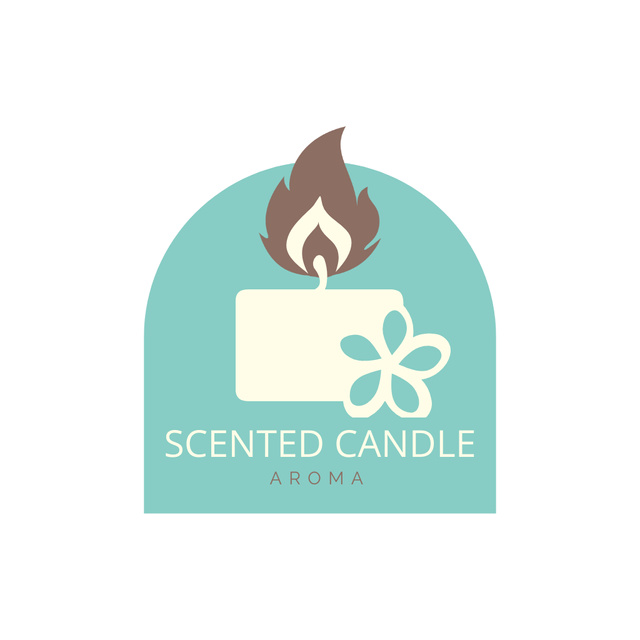 Scented Candle Advertisement on Blue Logo Design Template