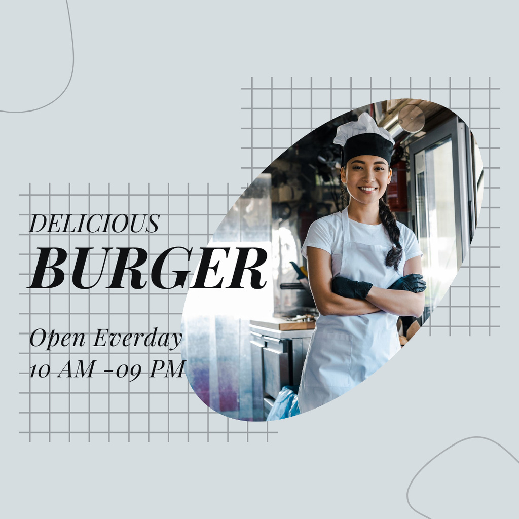 Street Food Offer of Delicious Burger Instagram tervezősablon