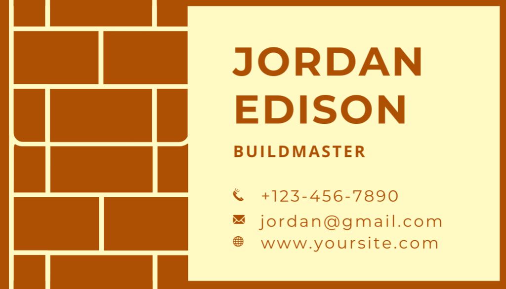 Buildmaster's Personal Ad on Yellow Business Card US Design Template