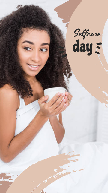 Plantilla de diseño de Selfcare Day Inspiration with Woman in Bed Instagram Story 