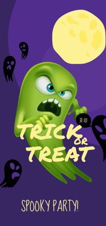 Halloween Spooky Party with Scary Ghost Flyer DIN Large Design Template