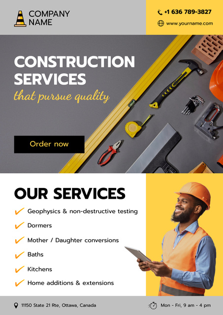 Construction Services Offer Poster – шаблон для дизайну