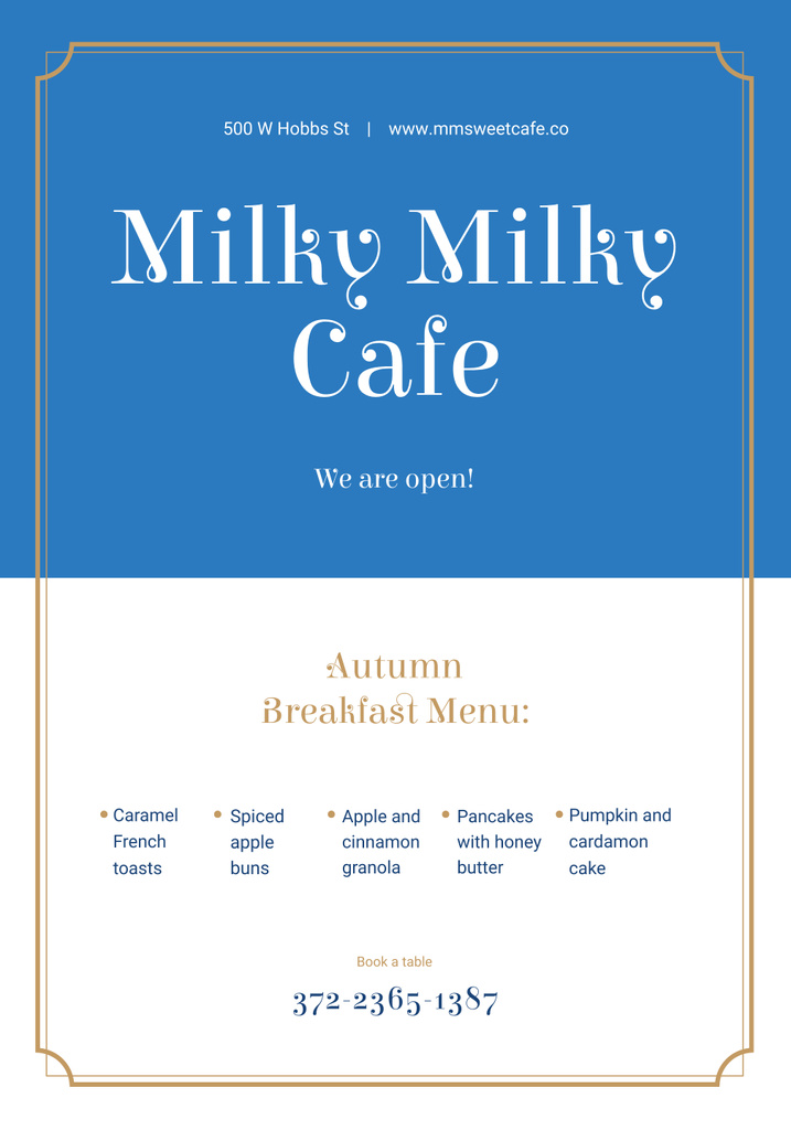 Cafe Invitation on Blue Poster 28x40in – шаблон для дизайну