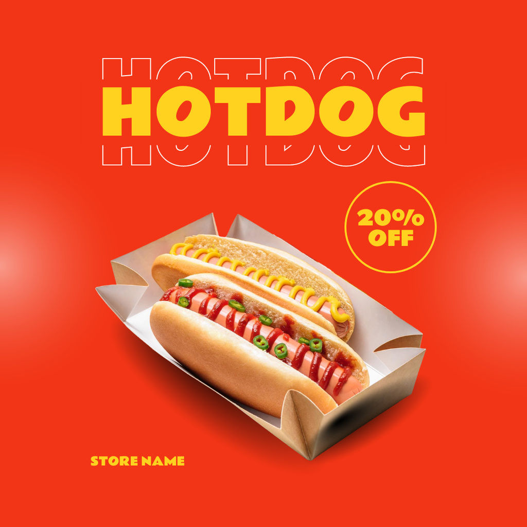 Delicious Hot Dog Discount Offer Instagram tervezősablon