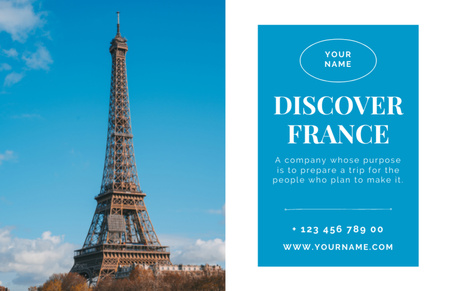Discover France with Tour to Paris Thank You Card 5.5x8.5in Design Template