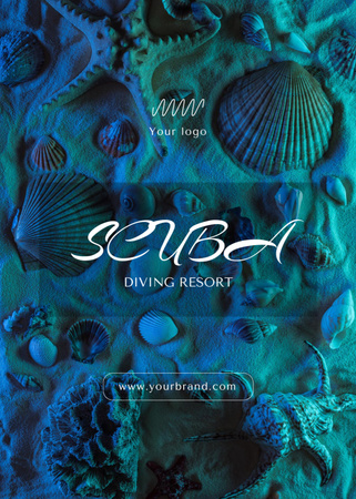 Ad of Scuba Diving Resort Postcard 5x7in Vertical Design Template