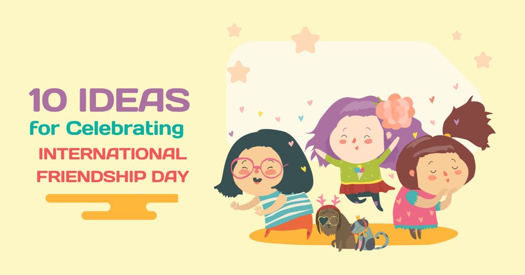 Designvorlage International Friendship Day with Two Friends für Facebook AD