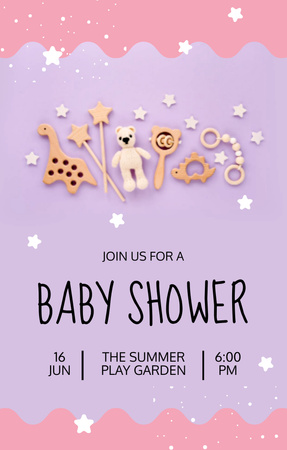 Template di design Stiamo organizzando un baby shower Invitation 4.6x7.2in