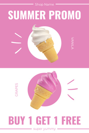 Summer Promo of Free Ice-Cream Pinterest Design Template