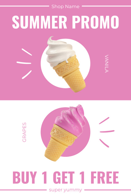 Szablon projektu Summer Promo of Free Ice-Cream Pinterest
