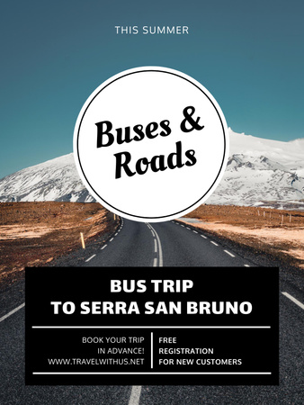 Plantilla de diseño de Bus trip with scenic road view Poster US 