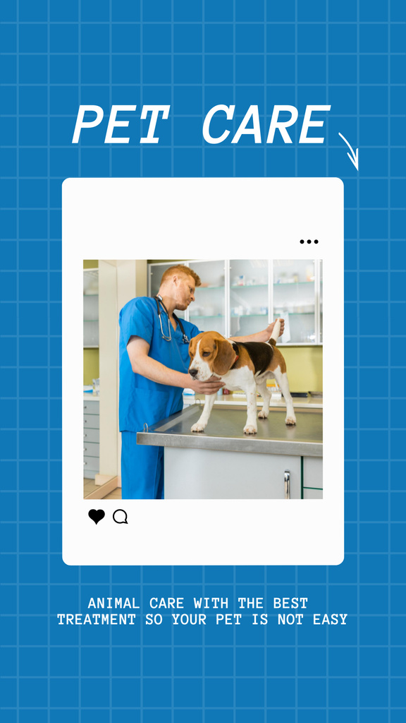 Plantilla de diseño de Veterinarian Doctor Examining a Dog in Clinic Instagram Story 