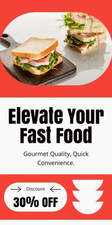Fast Food Discount Offer with Tasty Sandwich Graphic Design Template