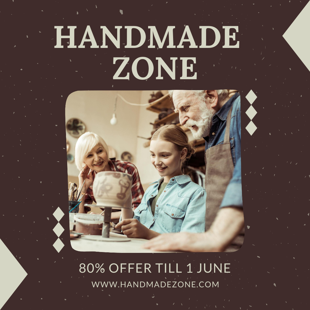 Template di design Offer Discounts for Visiting Handmade Zone Instagram