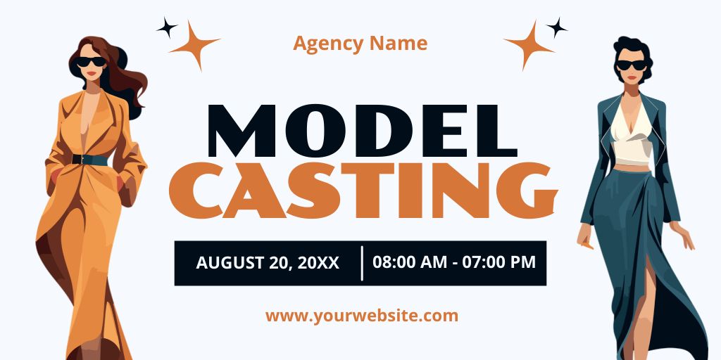 Model Casting with Fashionable Women Twitter Design Template