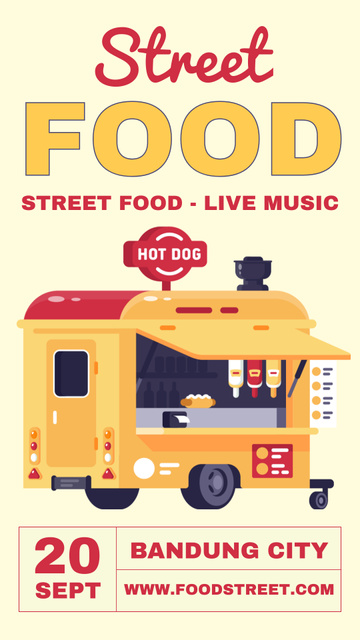 Street Food Festival Announcement with Live Music Instagram Story Πρότυπο σχεδίασης