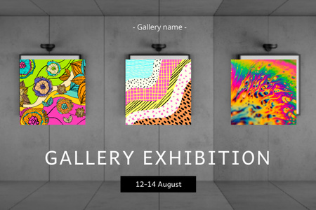 Psychedelic Exhibition Announcement Postcard 4x6in Design Template
