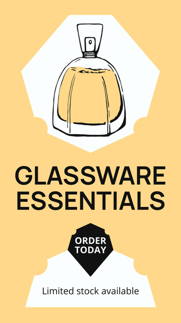 Glassware Essentials Offer with Perfume Bottle Instagram Video Story Πρότυπο σχεδίασης