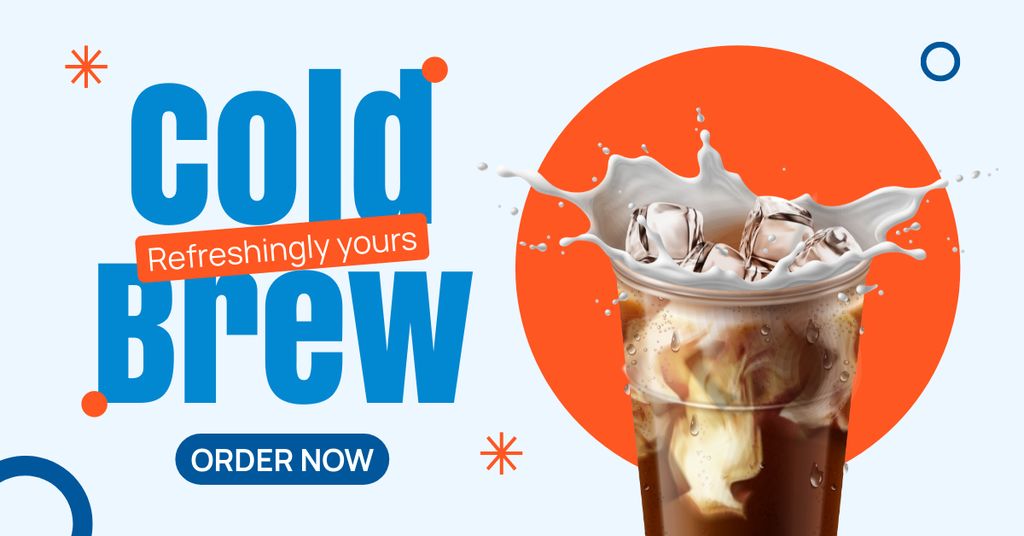 Refreshing Cold Brew Coffee With Cream Offer Facebook AD Tasarım Şablonu