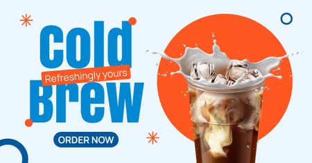 Plantilla de diseño de Oferta de café refrescante frío con crema Facebook AD 
