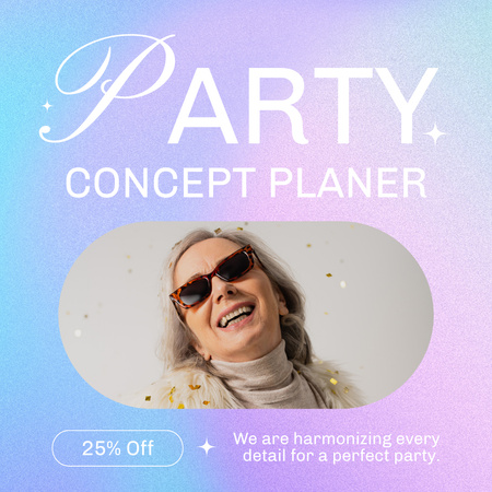 Planning a Party with Funny Old Lady Instagram AD Design Template