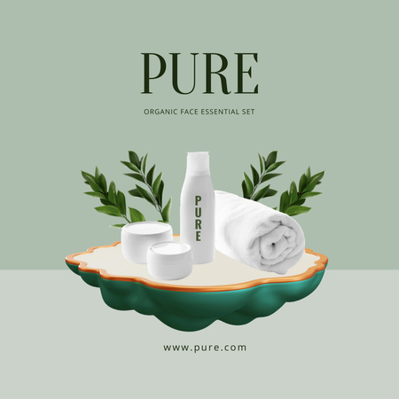 Szablon projektu Oferta nowego zestawu kosmetyków oczyszczających z ręcznikiem Instagram