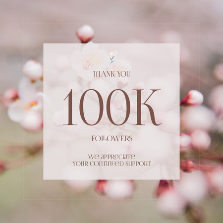 Designvorlage 100k Followers Thank You Message für Instagram