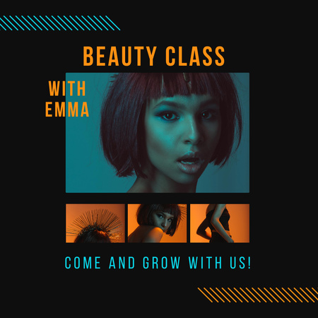 Beauty Class Ad with Young Girl Instagram Design Template
