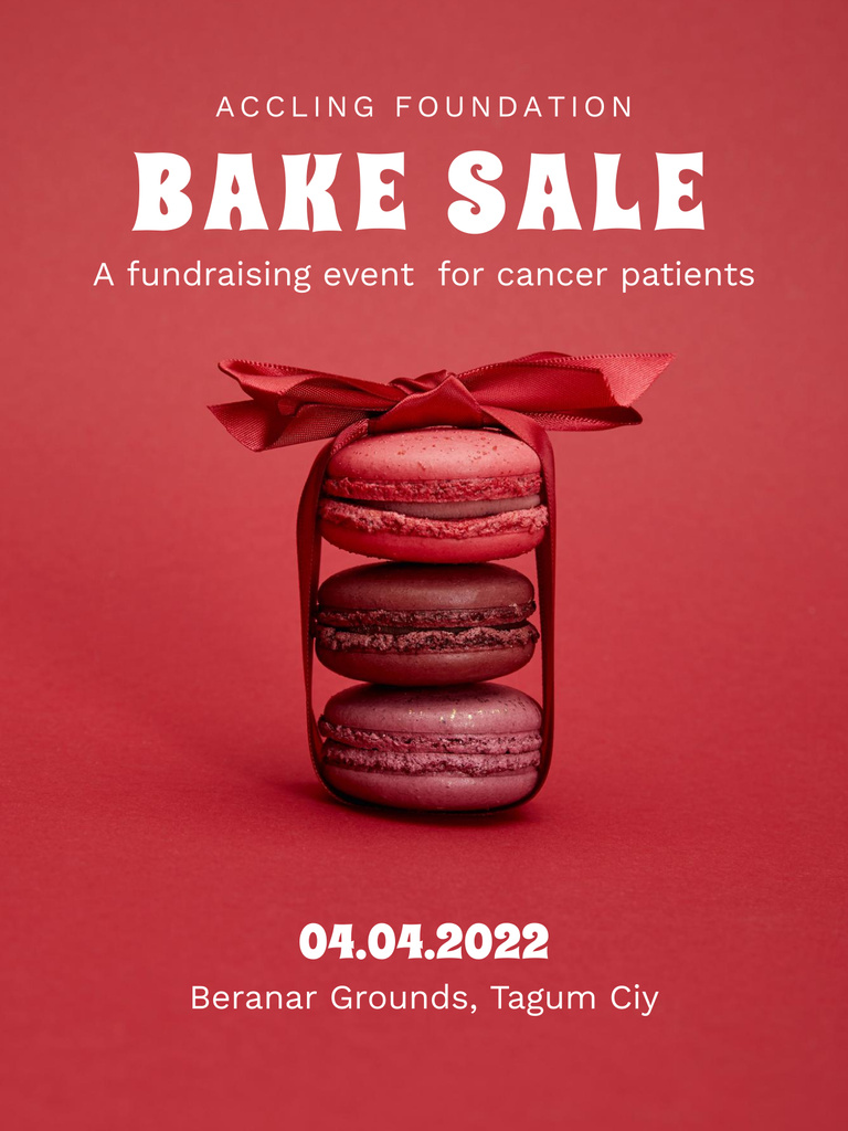 Charity Promo with Red Macarons Sale Poster US Πρότυπο σχεδίασης