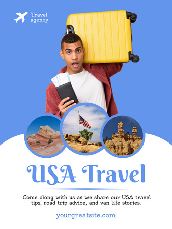 Inspiring Tour Package Offer Around USA Poster US Design Template