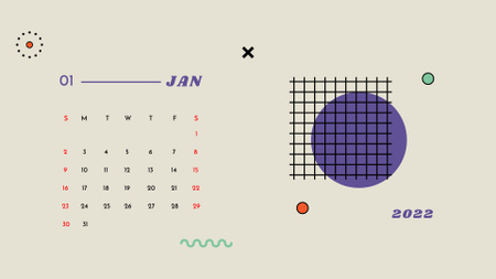 Abstract Geometric Illustration Calendarデザインテンプレート