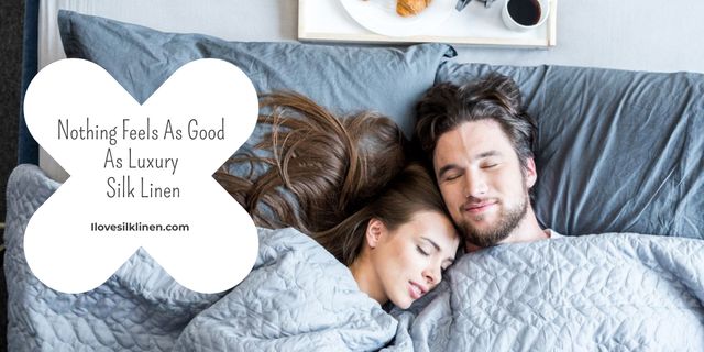 Bed Linen ad with Couple sleeping in bed Image – шаблон для дизайну
