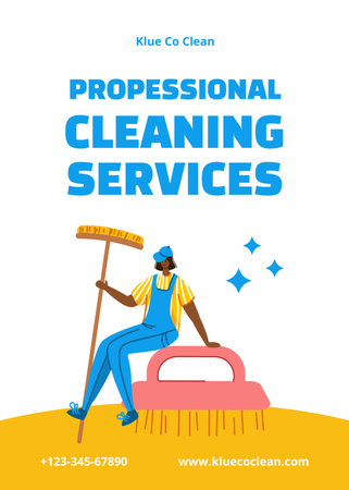 Cleaning Services with Woman with Washing Brushes Flayer Design Template
