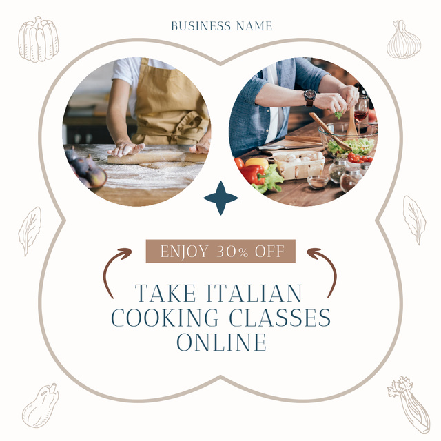 Italian Cooking Online Classes Ad Instagram tervezősablon