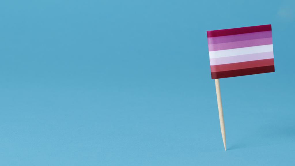 Lesbian Visibility Week Announcement with Small Flag Zoom Background tervezősablon