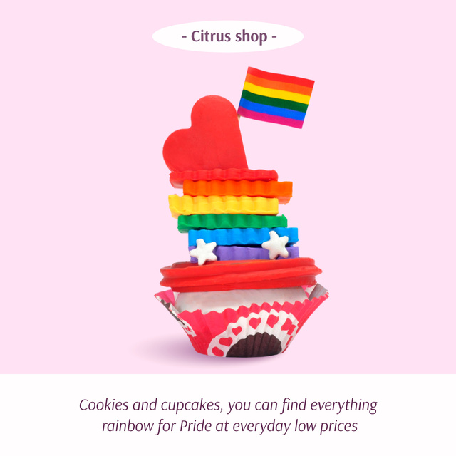 LGBT Shop Ad with Yummy Colorful Cake Instagramデザインテンプレート