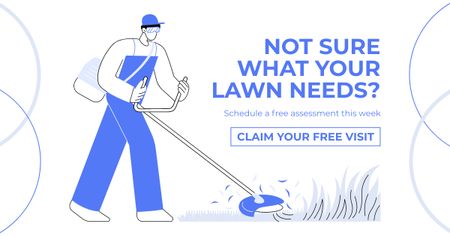 Modèle de visuel Services de pelouse professionnels avec visite d'évaluation gratuite - Facebook AD