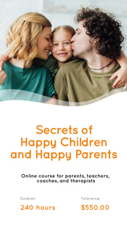 Parenthood Courses Ad with Parents and Daughter Instagram Story Design Template