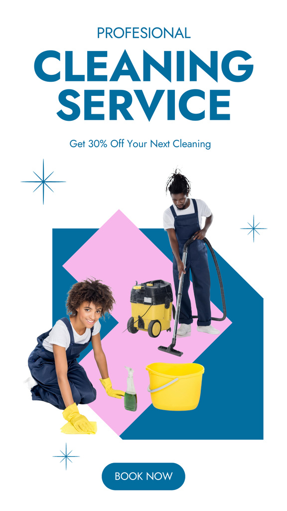 Cleaning Service Offer with Women Instagram Storyデザインテンプレート