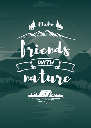 Phrase about Nature with Scenic Mountain View Poster Design Template