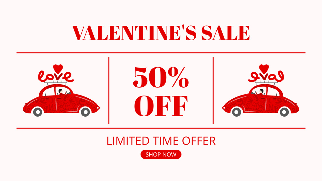 Valentine's Day Sale with Red Cars FB event cover – шаблон для дизайну