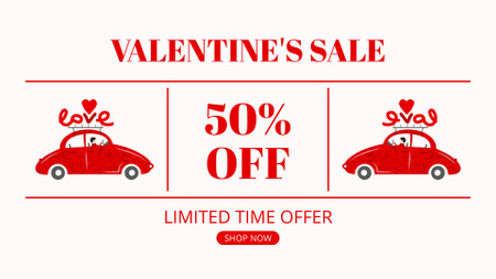 Valentine's Day Sale with Red Cars FB event cover Design Template